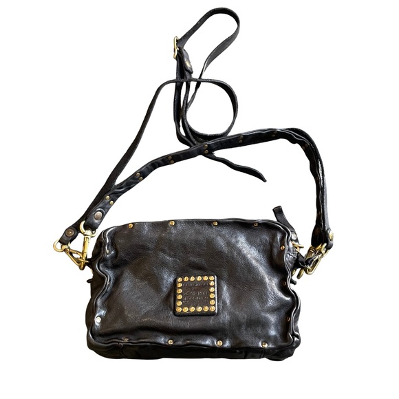 Campomaggi Rectangle Bag with Gold Toned Rivets in Nero - Picture 2 of 3